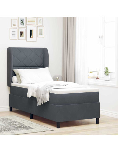 Letto a molle con testiera Grigio scuro 200 x 80 cm Velluto