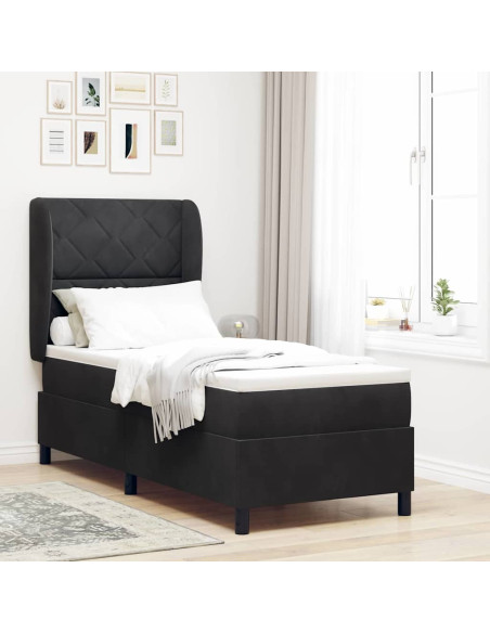 Letto a molle con testiera Nero 200 x 80 cm Velluto