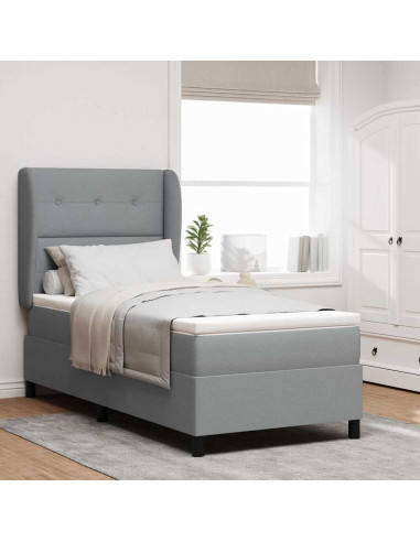 Letto a molle con testiera Grigio chiaro 100 x 200 cm Tessuto