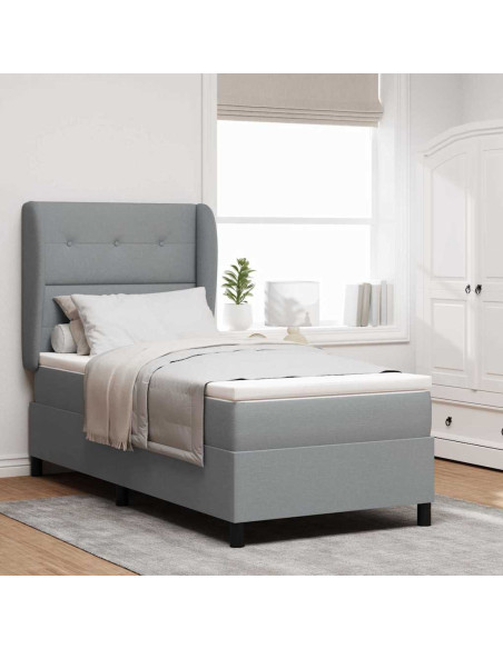Letto a molle con testiera Grigio chiaro 100 x 200 cm Tessuto