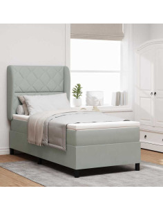 Letto a molle con testiera Grigio chiaro 200 x 100 cm Velluto
