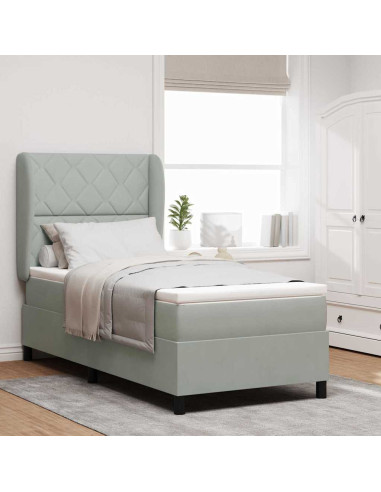 Letto a molle con testiera Grigio chiaro 200 x 100 cm Velluto