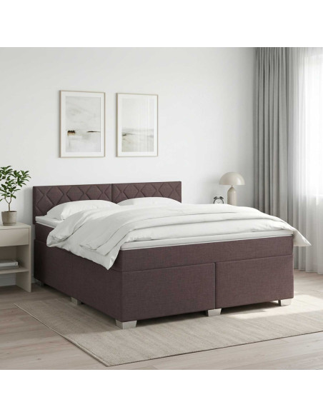 Letto box spring con materasso Marrone Scuro 180 x 200 cm