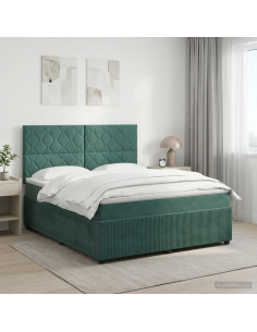 Letto box spring con materasso Verde Scuro 180 x 200 cm Velluto