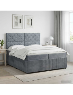 Letto box spring con materasso Grigio Scuro 200 x 200 cm