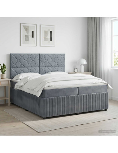 Letto box spring con materasso Grigio Scuro 200 x 200 cm