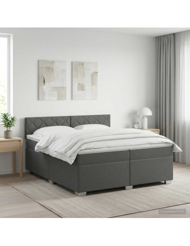 Letto box spring con materasso Grigio Scuro 200 x 200 cm