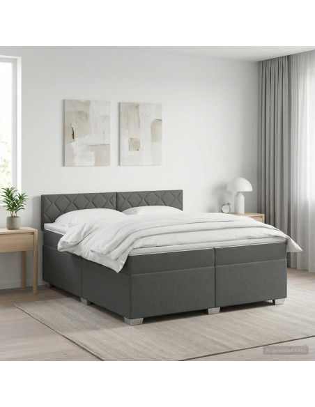 Letto box spring con materasso Grigio Scuro 200 x 200 cm