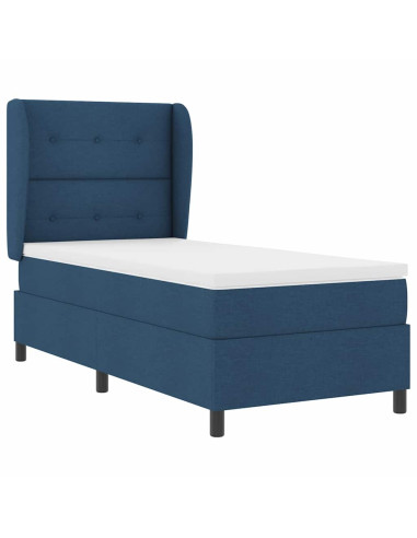 Letto a molle con testiera Blu 90 x 190 cm Tessuto