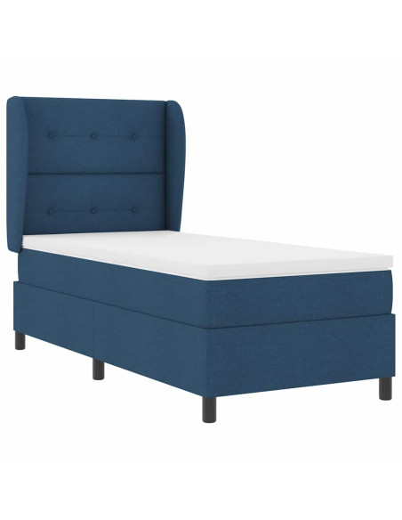 Letto a molle con testiera Blu 90 x 190 cm Tessuto