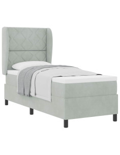 Letto a molle con testiera Grigio chiaro 200 x 80 cm Velluto 2
