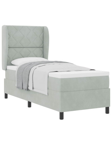 Letto a molle con testiera Grigio chiaro 200 x 80 cm Velluto