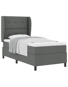 Letto a molle con testiera Grigio scuro 90 x 200 cm Tessuto 2