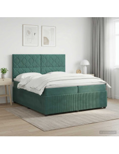 Letto box spring con materasso Verde Scuro 200 x 200 cm Velluto