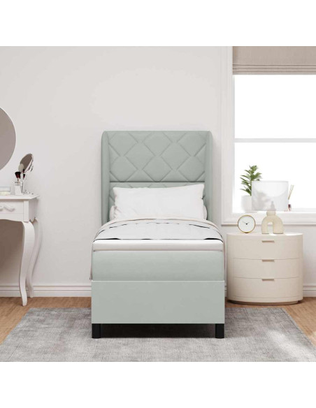 Letto a molle con testiera Grigio chiaro 200 x 80 cm Velluto