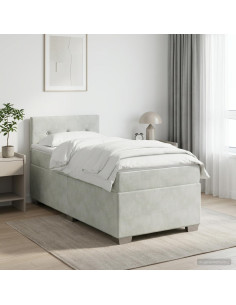 Letto box spring con materasso Grigio Chiaro 80 x 200 cm