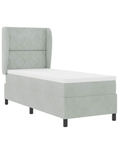 Letto a molle con testiera Grigio chiaro 200 x 80 cm Velluto