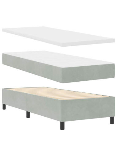 Letto a molle con testiera Grigio chiaro 200 x 80 cm Velluto