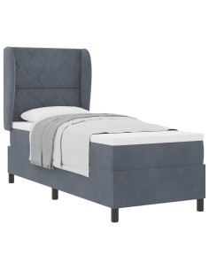 Letto a molle con testiera Grigio scuro 200 x 80 cm Velluto 2