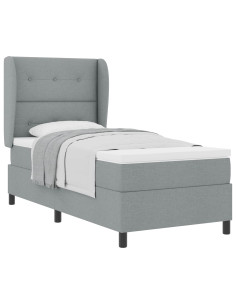 Letto a molle con testiera Grigio chiaro 100 x 200 cm Tessuto 2