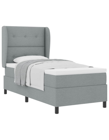 Letto a molle con testiera Grigio chiaro 100 x 200 cm Tessuto