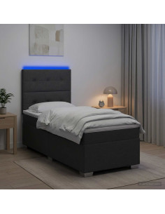 Letto box spring con materasso Grigio Scuro 90 x 190 cm Tessuto