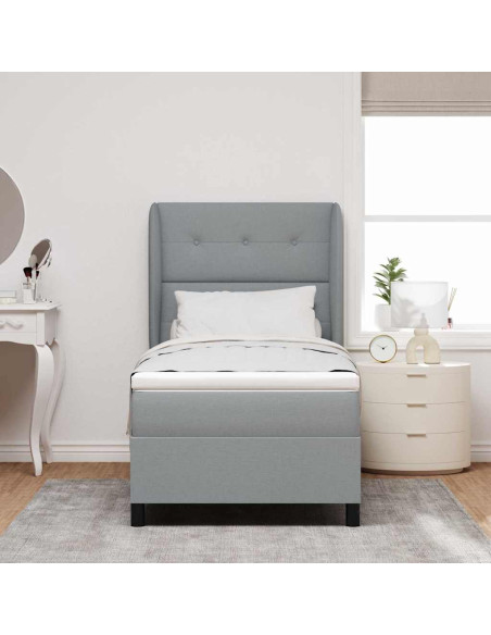 Letto a molle con testiera Grigio chiaro 100 x 200 cm Tessuto