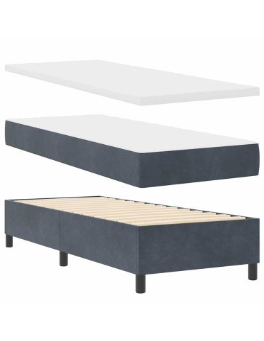 Letto a molle con testiera Grigio scuro 200 x 80 cm Velluto