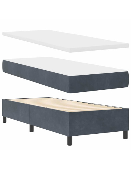 Letto a molle con testiera Grigio scuro 200 x 80 cm Velluto