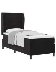 Letto a molle con testiera Nero 200 x 80 cm Velluto 2