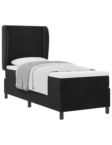 Letto a molle con testiera Nero 200 x 80 cm Velluto