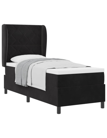 Letto a molle con testiera Nero 200 x 80 cm Velluto