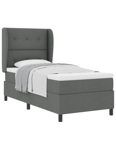 Letto a molle con testiera Grigio scuro 100 x 200 cm Tessuto