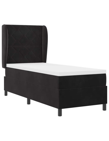 Letto a molle con testiera Nero 200 x 80 cm Velluto