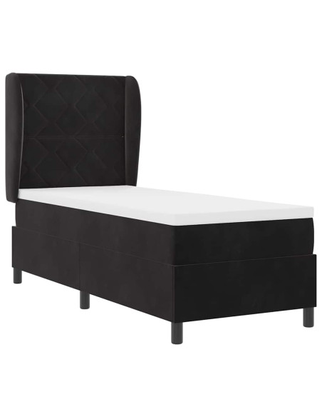 Letto a molle con testiera Nero 200 x 80 cm Velluto