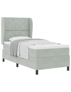 Letto a molle con testiera Grigio chiaro 200 x 100 cm Velluto 2