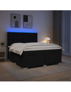 Letto box spring con materasso Nero 140 x 200 cm Tessuto