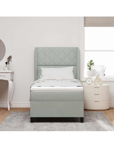 Letto a molle con testiera Grigio chiaro 200 x 100 cm Velluto