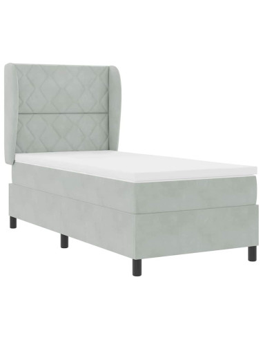 Letto a molle con testiera Grigio chiaro 200 x 100 cm Velluto