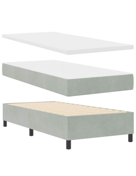 Letto a molle con testiera Grigio chiaro 200 x 100 cm Velluto