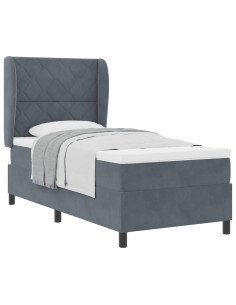 Letto a molle con testiera Grigio scuro 200 x 100 cm Velluto 2