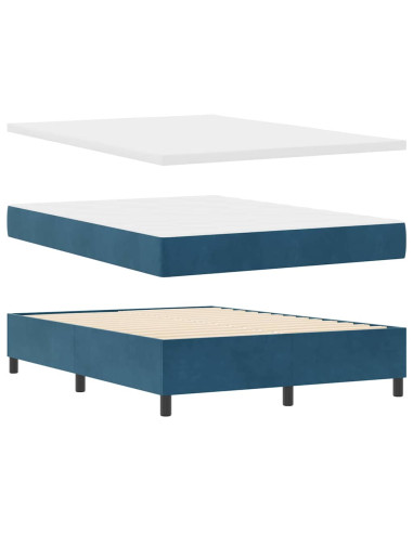 Letto a molle con testiera Blu Scuro 200 x 140 cm Velluto