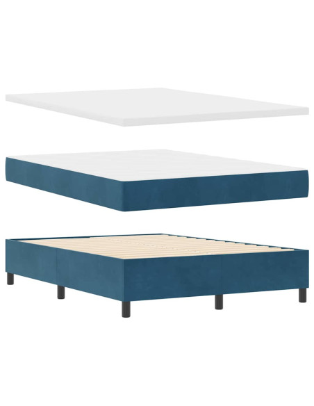Letto a molle con testiera Blu Scuro 200 x 140 cm Velluto