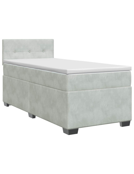Letto box spring con materasso Grigio Chiaro 80 x 200 cm