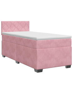 Letto box spring con materasso Rosa 90 x 200 cm Velluto 2