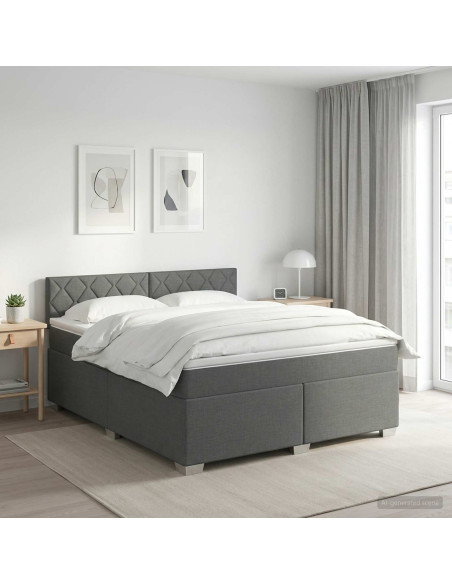 Letto box spring con materasso Grigio Scuro 140 x 200 cm