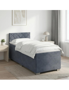 Letto box spring con materasso Grigio Scuro 100 x 200 cm
