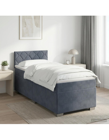 Letto box spring con materasso Grigio Scuro 100 x 200 cm