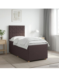 Letto box spring con materasso Marrone Scuro 90 x 190 cm