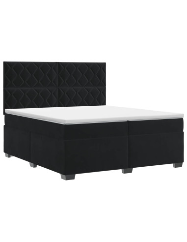 Letto box spring con materasso Nero 200 x 200 cm Velluto